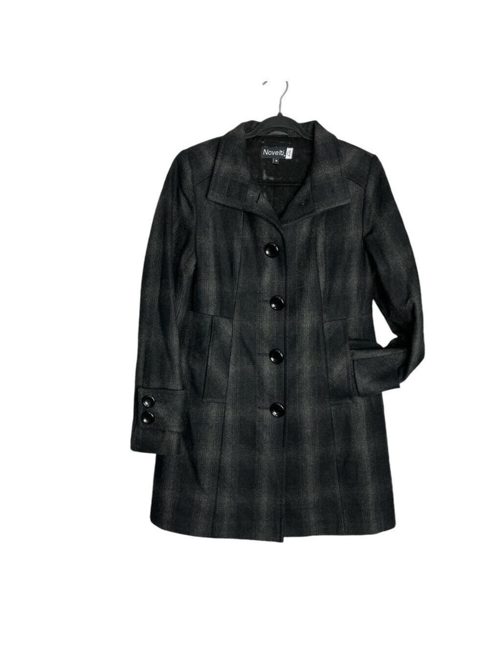 Novelti by AJG Classic Single Breasted Black & Grey Wool Blend Peacoat, size 10